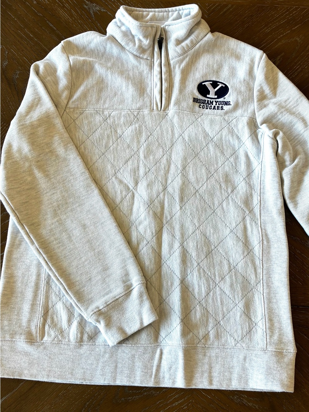Champion Brigham Young Cougars white Quilted heavy fleece 1/4-Zip pullover